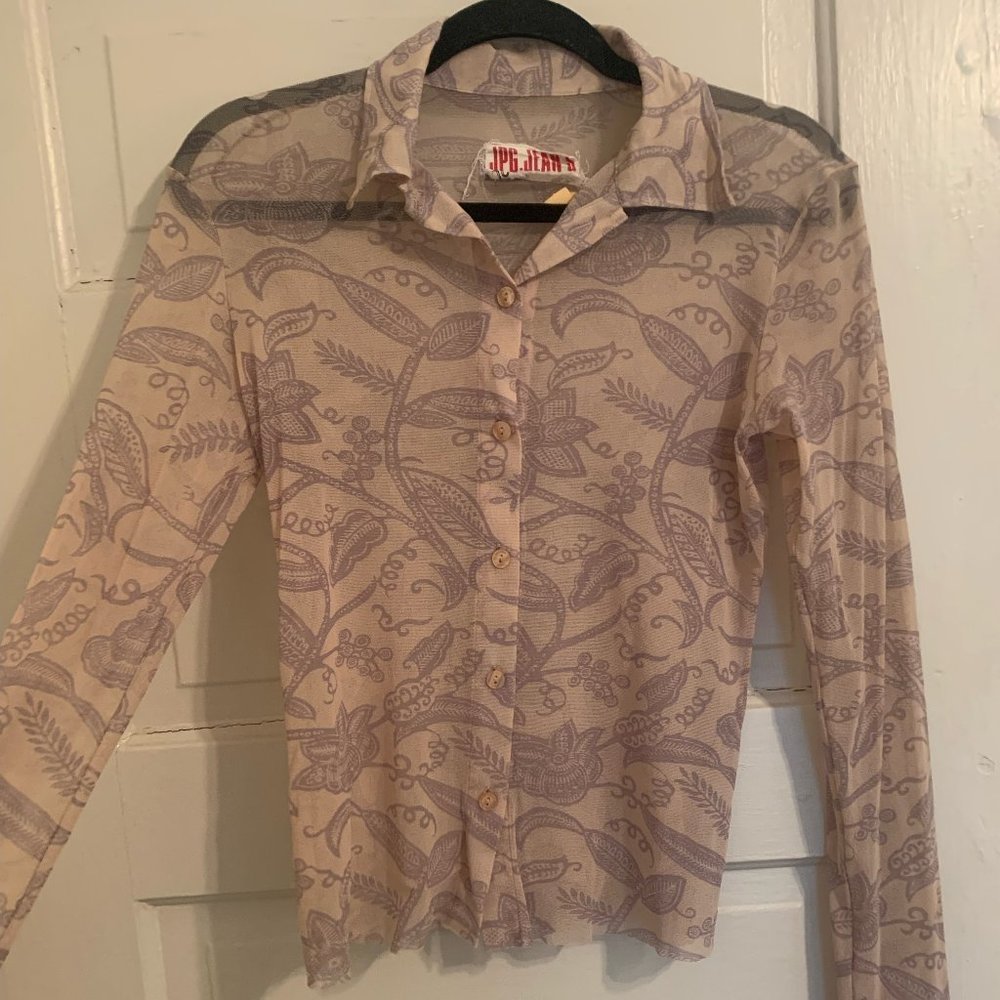 Jean Paul Gaultier JPG Mesh Transparent Vintage 90's Paisley Shirt